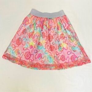 RUUM Girl’s Skirt Bright Rainbow Embroidered Flowers Girls Size S(7/8)